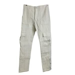 Diet Starts Monday Cargo Pants 28 Canvas Embroidered Snap Ankle NWOT